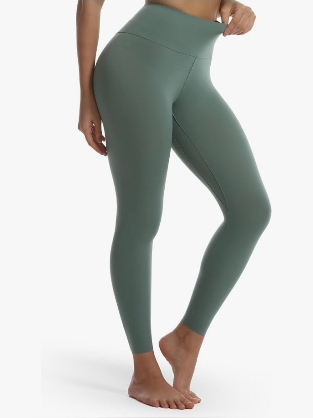 High-Waist Sage Green Women's Leggings